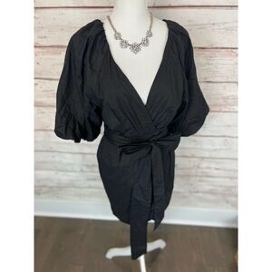 Black puff sleeve mini dress medium